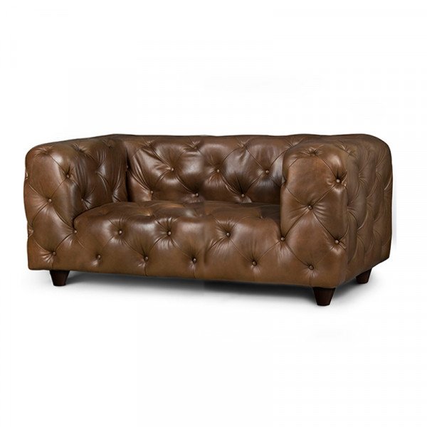 Love Seat Chessy Tabaco 100% Piel Genuina Anilina - Imagen 5
