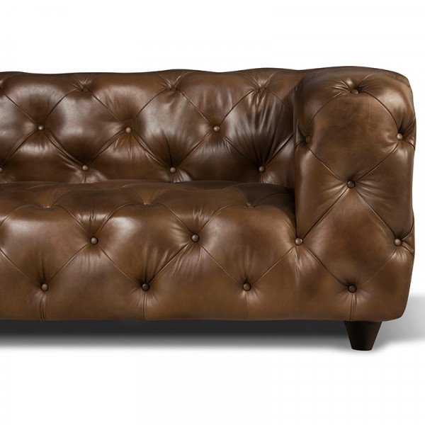 Love Seat Chessy Tabaco 100% Piel Genuina Anilina - Imagen 4